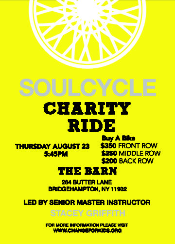 Soulcycle charity ride flyer.