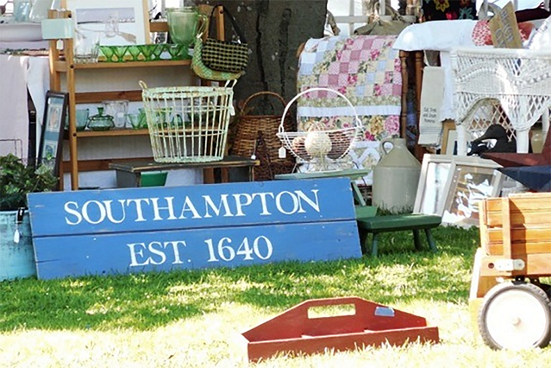 Antiques and collectibles at the southampton flea market.