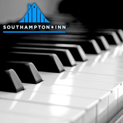 A black and white photo of a piano with the words southhampton inn.