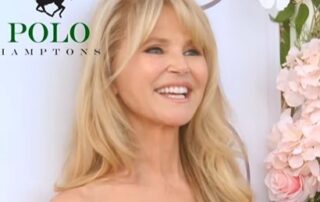 Here's an alt text suggestion for the image: Brooke Shields at Polo Hamptons event.