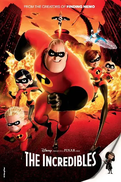 The Incredibles movie poster with characters.