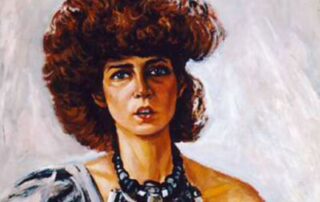 Portrait of a woman with a large hairstyle.