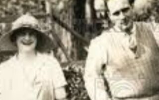 Black and white photo of two women.