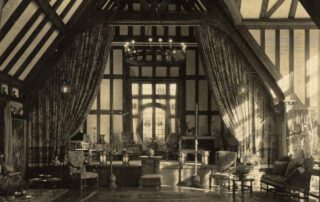 Grand Tudor-style room interior.